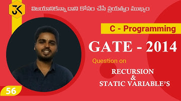 C Programming || Question on Recursion and Static Variable || GATE 2014 Solution