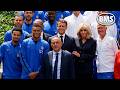 MBAPPE AND DESCHAMPS WELCOME MACRON! 🤝 President Emmanuel Macron visits France World Cup squad