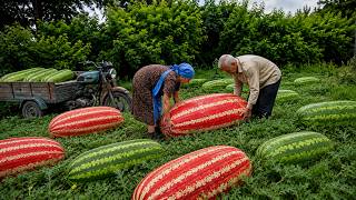 AZERBAIJAN WATERMELON FARM - Grandparents Harvest GIANT Watermelon 🍉