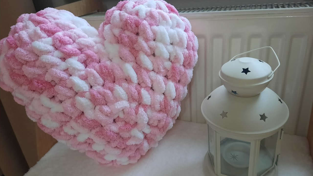 Alizze Puffy ip İle Kalp Yastık Yapımı 💥 Sevgililer Günü İçin Kalp Yastık Yapımı. örgü Yastık #diy