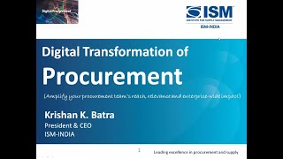 Virtual Training Session on Digital Transformation of Procurement