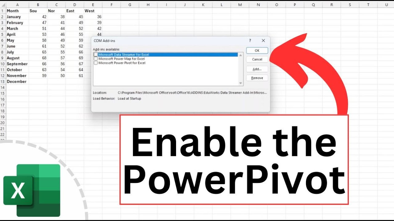Как включить надстройку PowerPivot в Excel