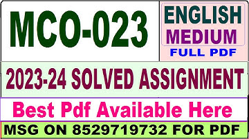 mco 023 solved assignment 2023-24 || mco 023 solved assignment 2024 in english || ignou mco023