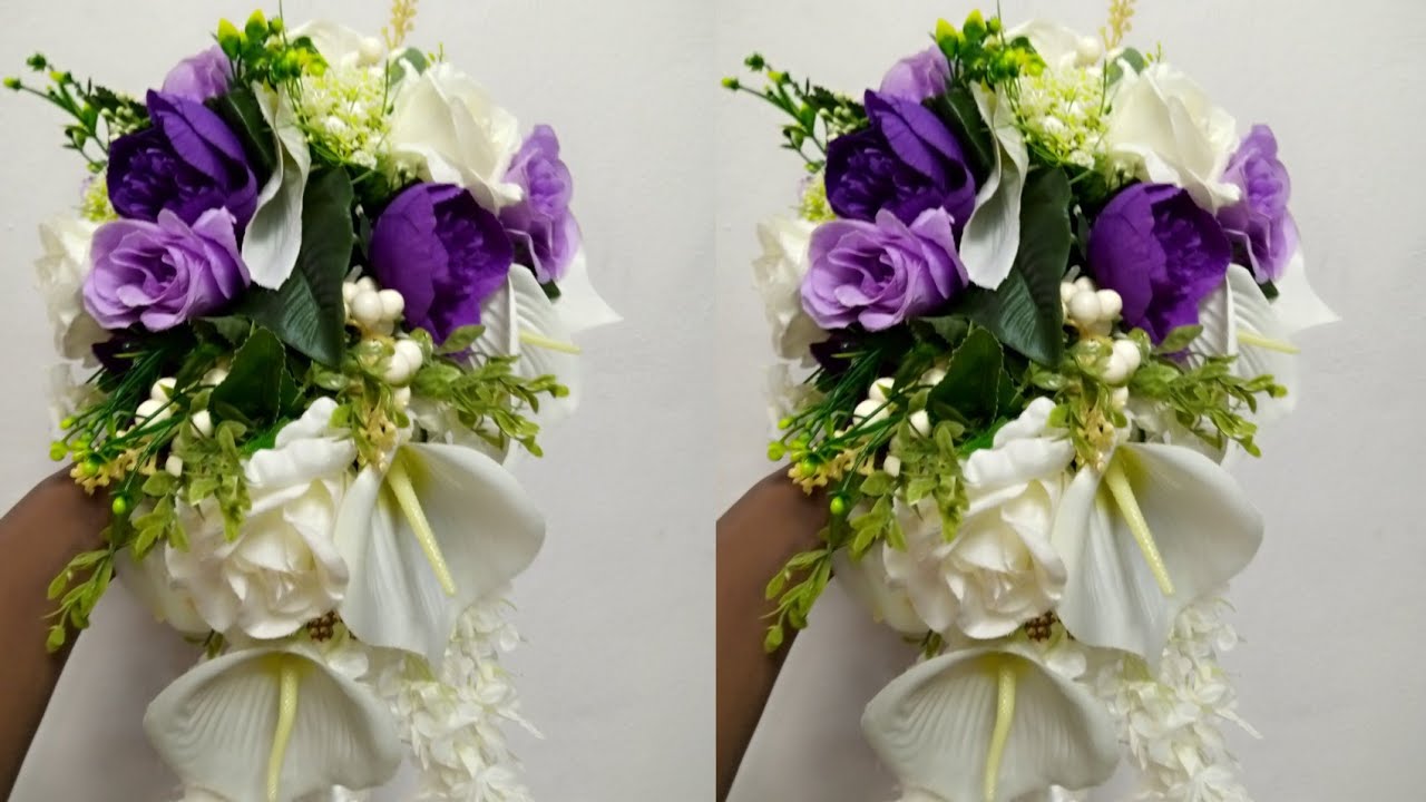 How to make a wedding Cascade Bouquet/DIY cascade bouquet - YouTube