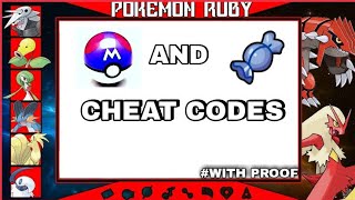 Pokemon Ruby Rare candy and Master ball cheat codes