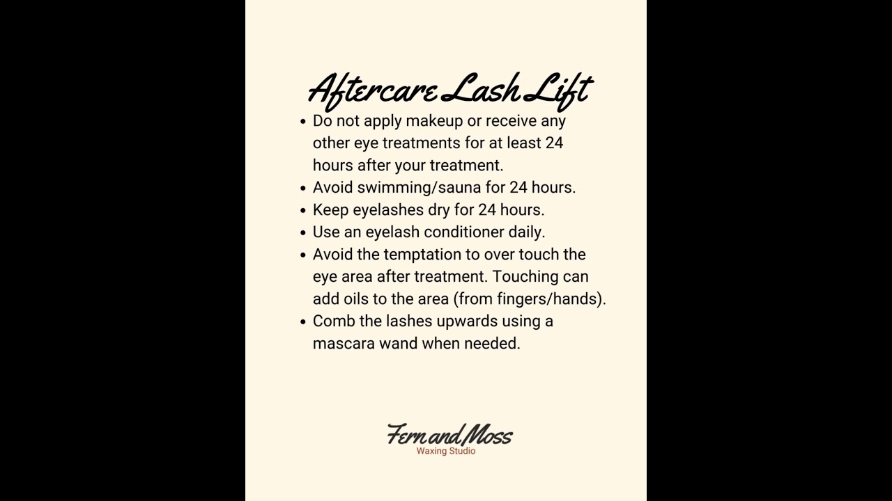 Brow Laminations and Lash Lifts Aftercare 
