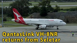 QantasLink (VH-8NR) arrives from maintenance at Seletar on RW24 and parks at stand 161.