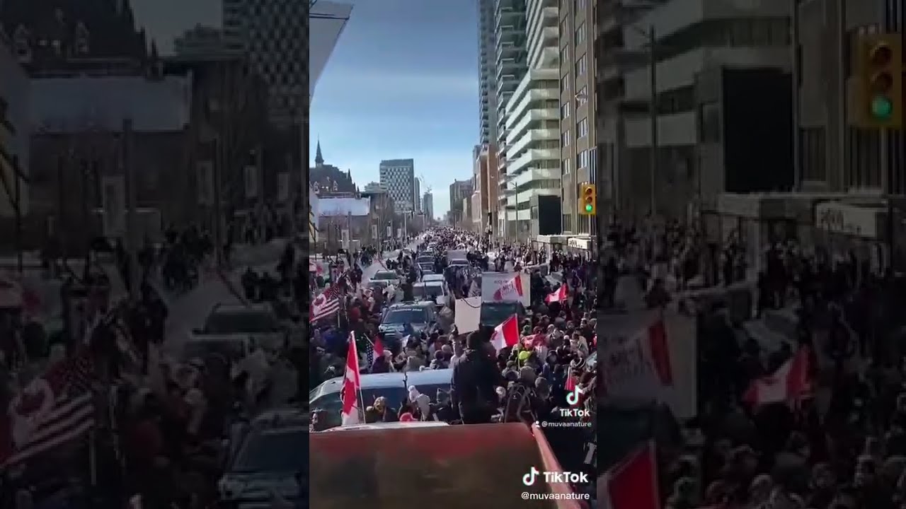 Anti-Vaccine Mandate Protest In Toronto Today