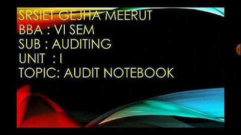 AUDIT NOTEBOOK