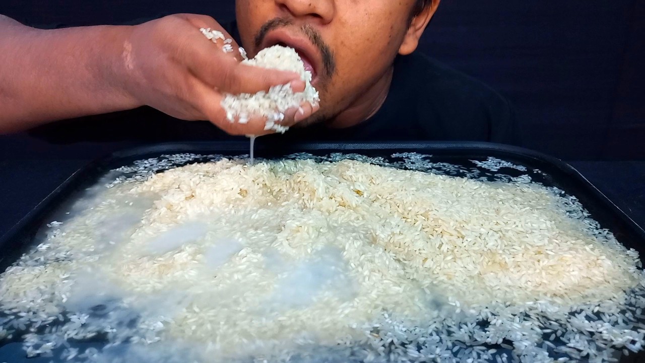 Water Rice Eating Asmr eating hard raw rice with water | raw rice eating | raw rice ...