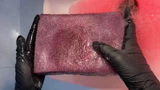 ASMR | Soaking a Sponge Overnight in Cif Orchid Floor-Cleaner | Sudsy Squeezing