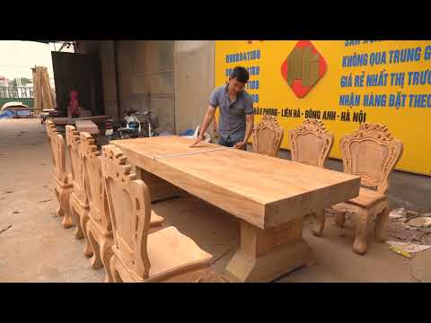 Video Bàn ăn nguyên khối gỗ gõ đỏ - combo nội thất gia đình... - youtube