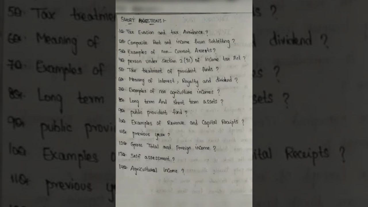 INCOME TAX IMP QUESTIONS