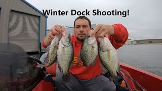Dock shooting for winter crappie on a loaded dock!