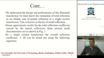 Binomial Multi-Section Matching Transformer_New, By: Dr. B. B. Mangaraj