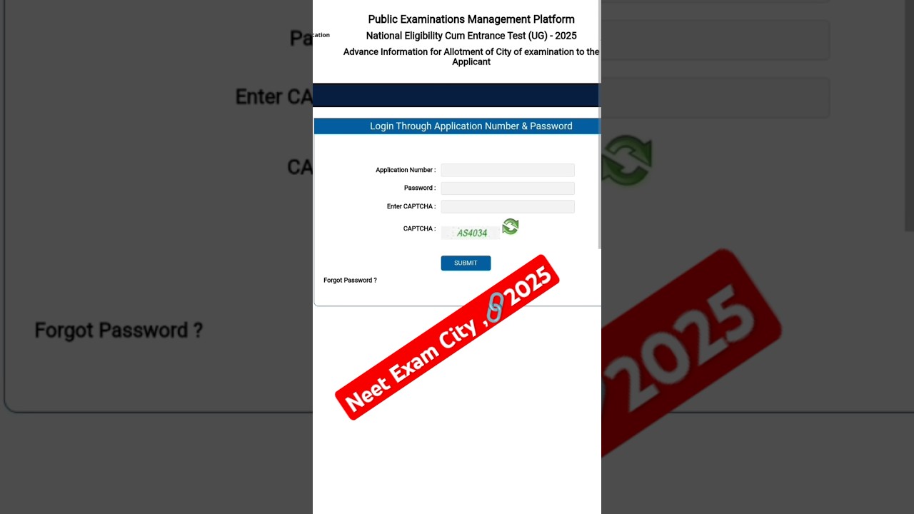 Forgot Password 🔴NEET Exam City 2025 Kaise Dekhe ? Check NEET Exam City Intimation | NEET Admit Card