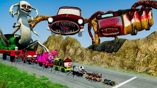 ALL MONSTERS Big & Small Cars vs Downhill Madness with CAR EATER & BUS EATER - BeamNG.Drive