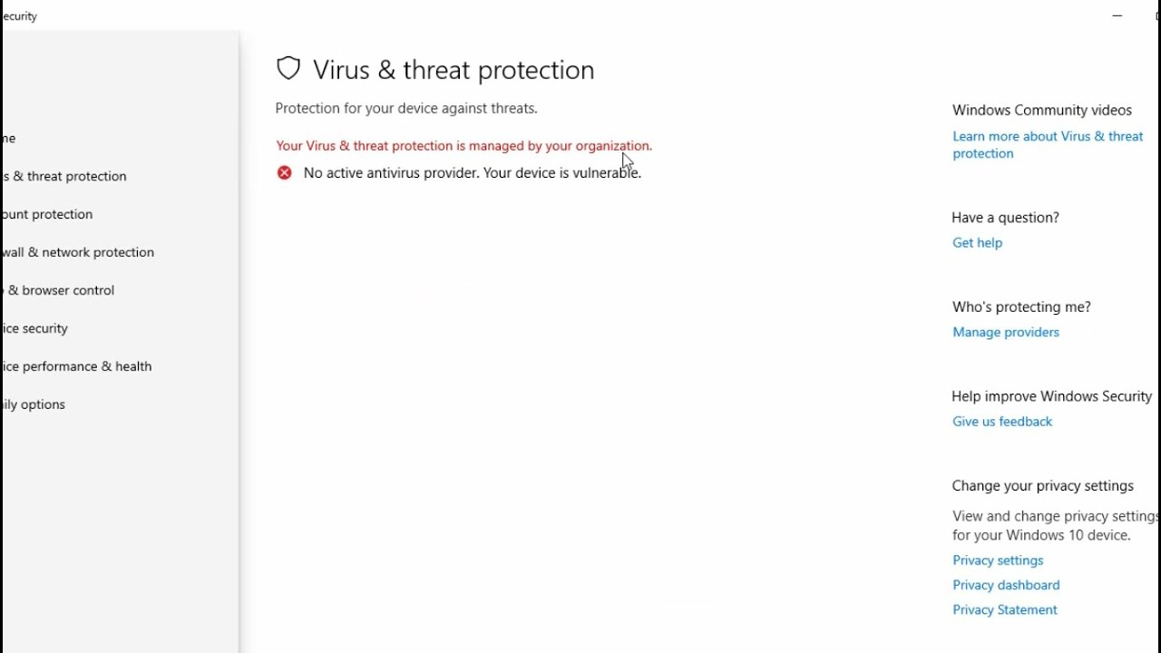 Fix Your Virus And Threat Protection Is Managed By Your Organization ...