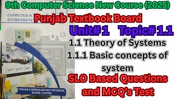 Chapter 1 – Topic 1.1: Theory of Systems | 9th Class Computer Sci 2025 | SLO Based MCQs & Questions