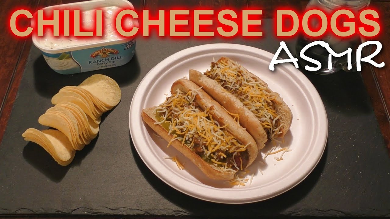 ASMR: Eating Chili Cheese Dogs with Pringles & Dip (minimal whisper)