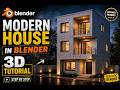 Blender 3D Modern House Tutorial | Realistic Architecture Animation (Step by Step)