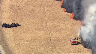 RAW: Chopper 5 Video Of 3-Alarm Grass Fire Burning In Suisun City