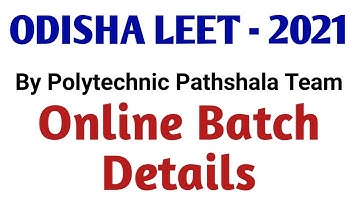 Odisha LEET | Online Batch Details