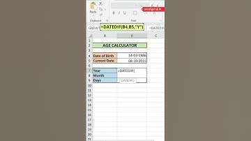Age Calculator in Excel #shorts