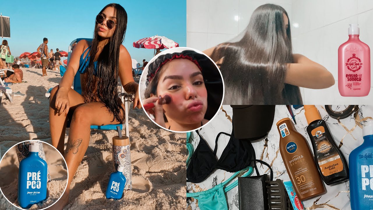 ARRUME-SE COMIGO PARA A  PRAIA🏖️- cuidados com o cabelo, maquiagem…#arrumesecomigo #searrumecomigo