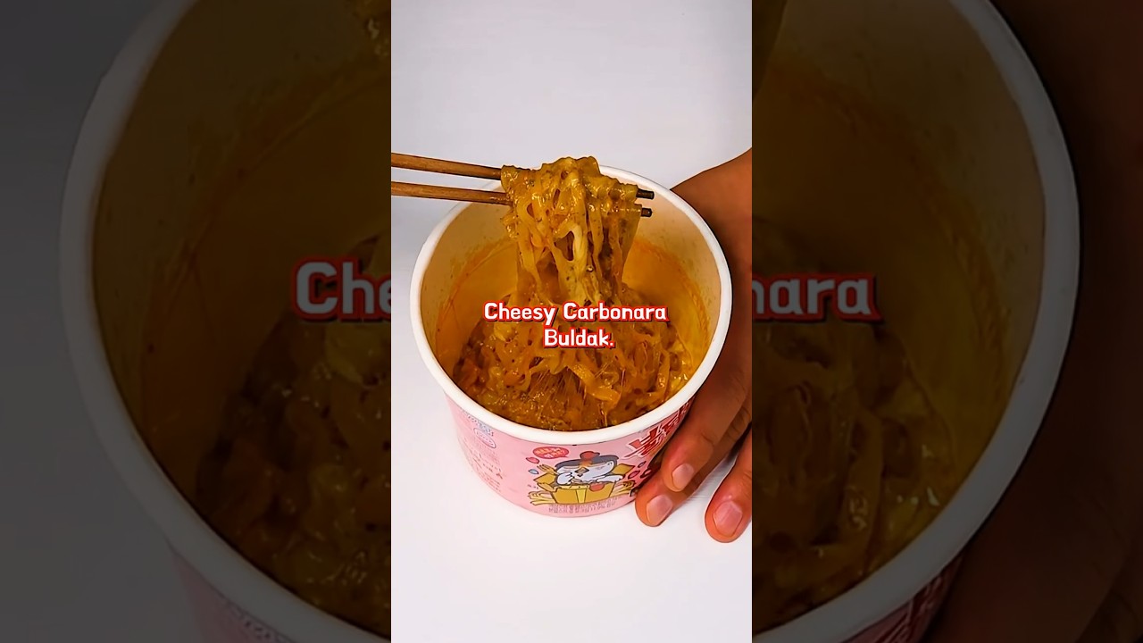 Ultimate Cheesy Carbonara Buldak Cup Ramen Hack 🔥🧀🍜