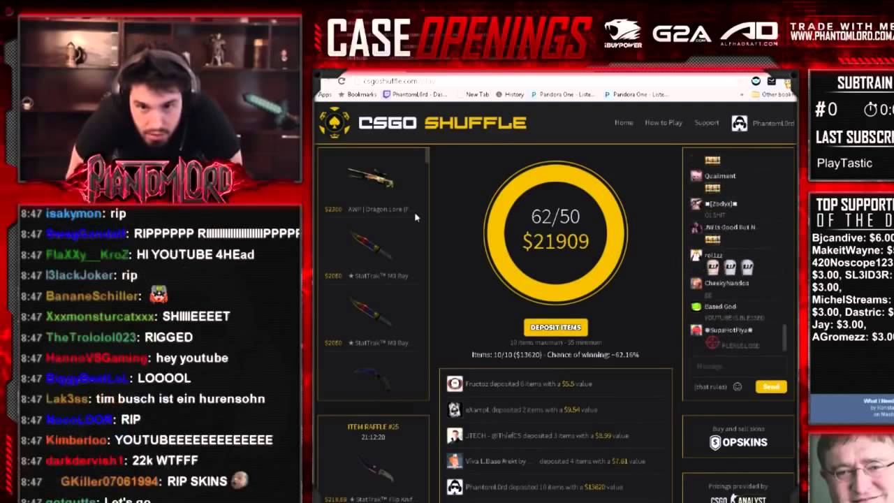 PhantomLord Lost $22000 Reaction  CSGO SHUFFLE