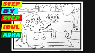 Menggambar Tema Idul Adha 1442 H - Cara Menggambar Hewan Sapi Dengan Mudah