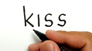 VERY EASY !, How to turn words KISS into cartoon for kids