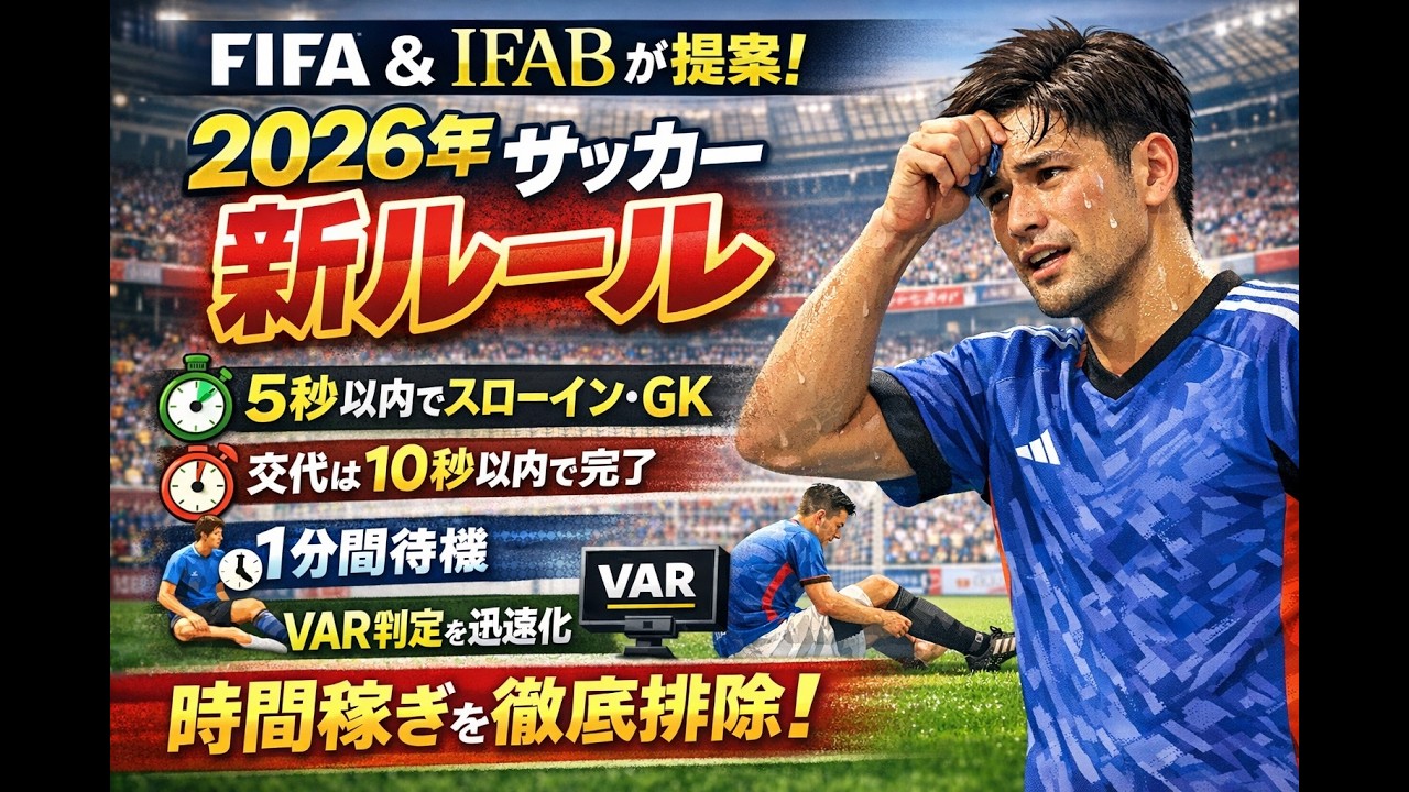 【時間稼ぎ完全終了！？】2026年W杯でサッカー大改革へ！5秒ルール導入…VARも拡大へ