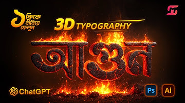 🔥 ChatGPT + Photoshop + Illustrator দিয়ে 3D Typography শিখুন | Bangla Fire Text Effect Tutorial