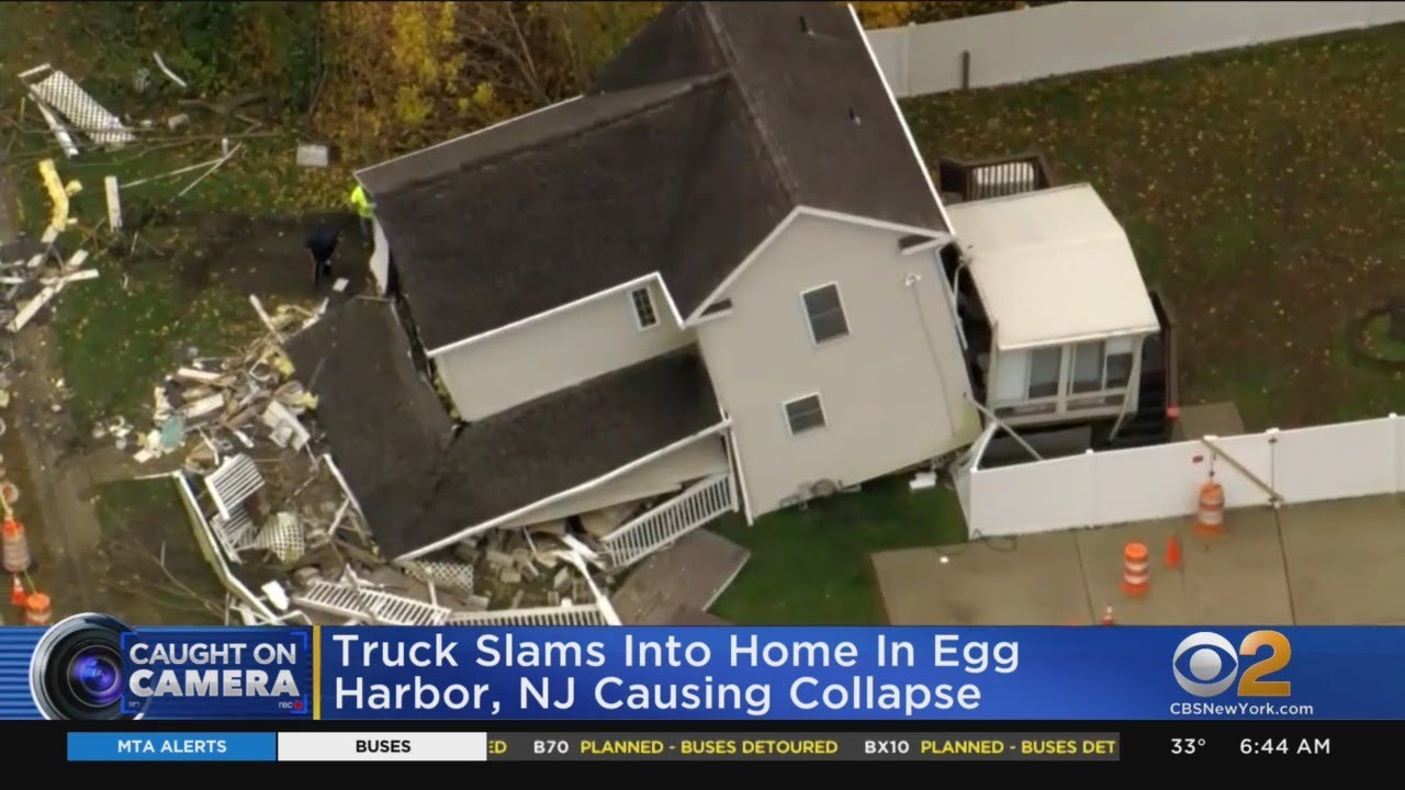 Dump Truck Slams Into New Jersey Home - YouTube