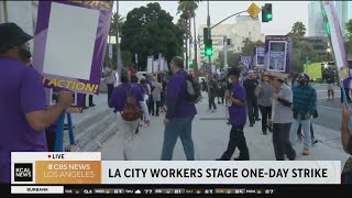 Los Angeles city workers wage one-day walkout strike Tuesday