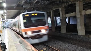 [人身事故並のロング過ぎる非常警笛あり]209系 M75編成 むさしの号大宮行の送り込み回送が非常警笛を鳴らしながら立川駅6番線を高速通過するシーン