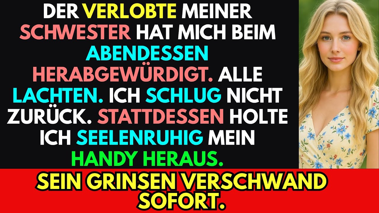 Der Verlobte meiner Schwester hat mich beim Abendessen herabgewürdigt. Alle haben gelacht.Ich nicht…