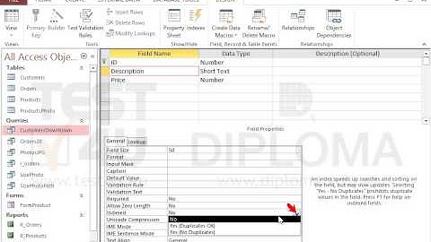 Apply the appropriate index to the Description field of the Products table that will not allow...