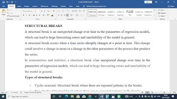 INTRODUCTION TO STRUCTURAL BREAKS