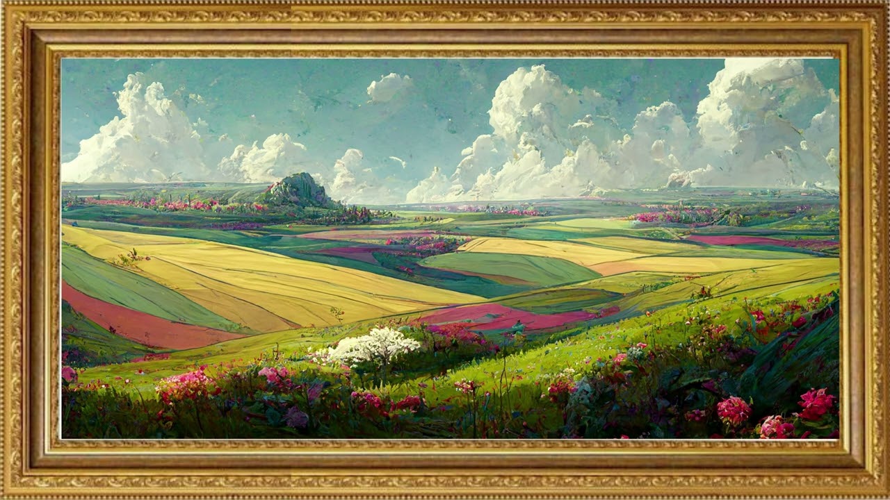 Tranquil Flower Field | Relaxing Floral Oil Painting | Soft 4k Visual Art for TV