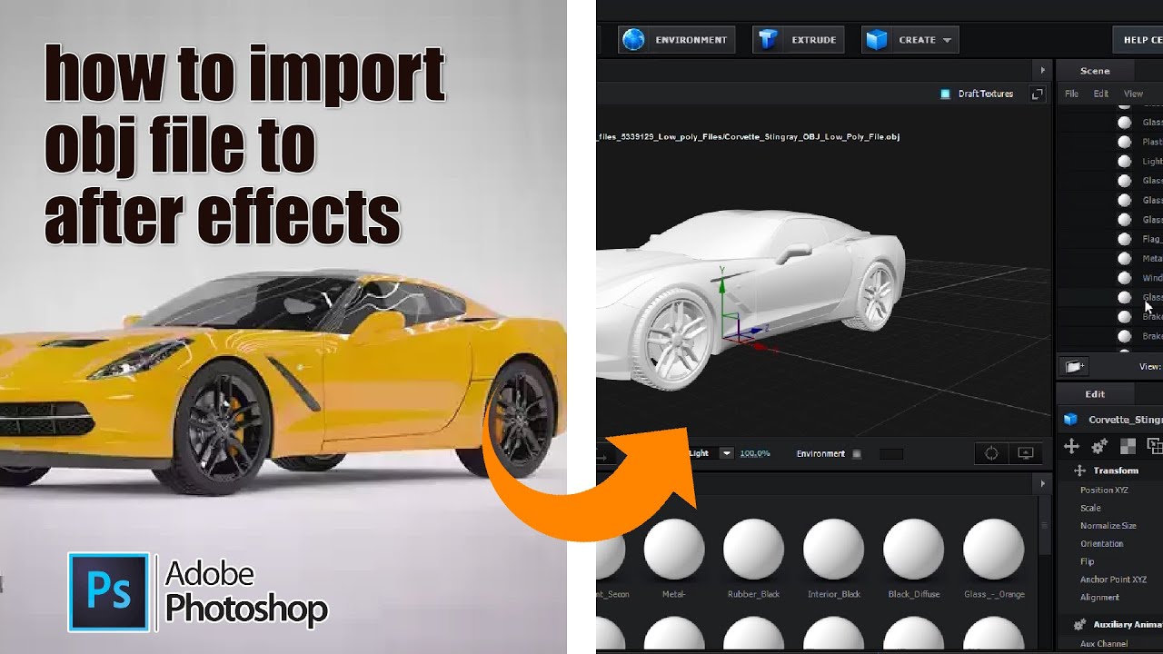 how to import obj file to after effects 2023 - YouTube
