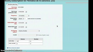 Koha ILS subscriptions : modify subscription record page 2