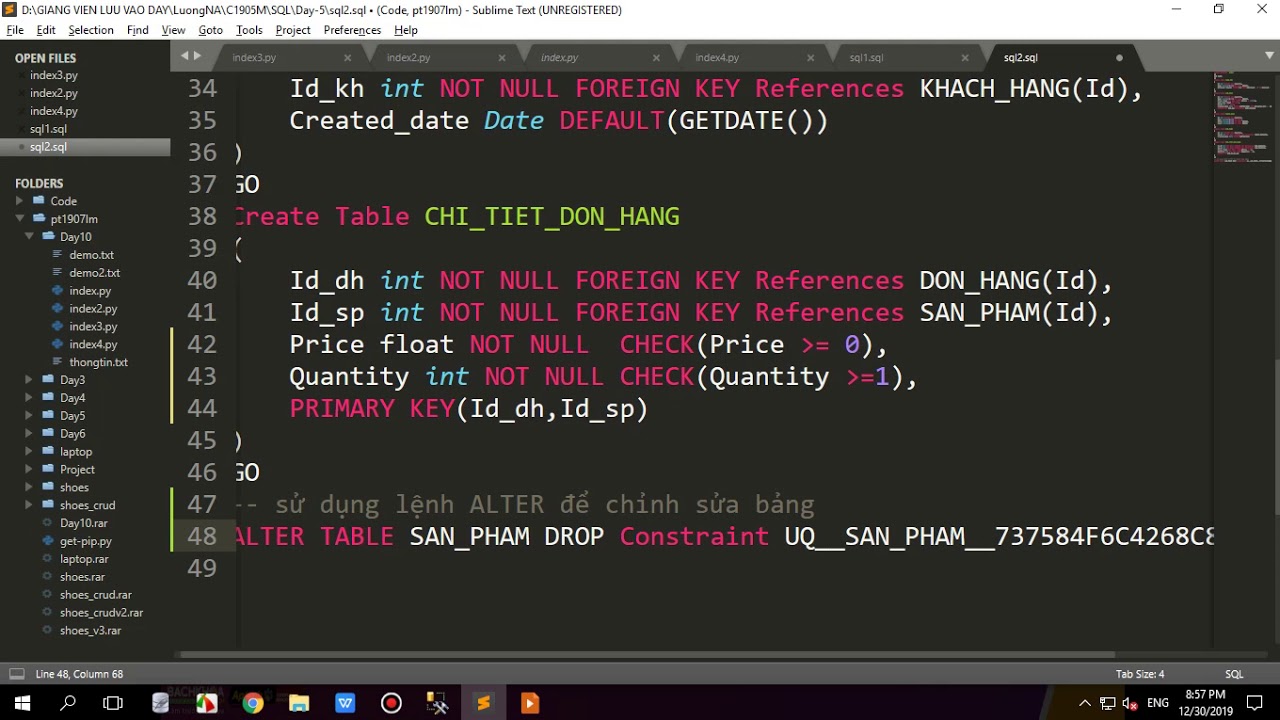 Sql 2014 b i 6 t o b ng n ng cao c c r ng bu c v l nh alter