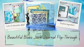Beautiful Blues Junk Journal Flip-Through Ideas Inspiration Creative Interactive Textures