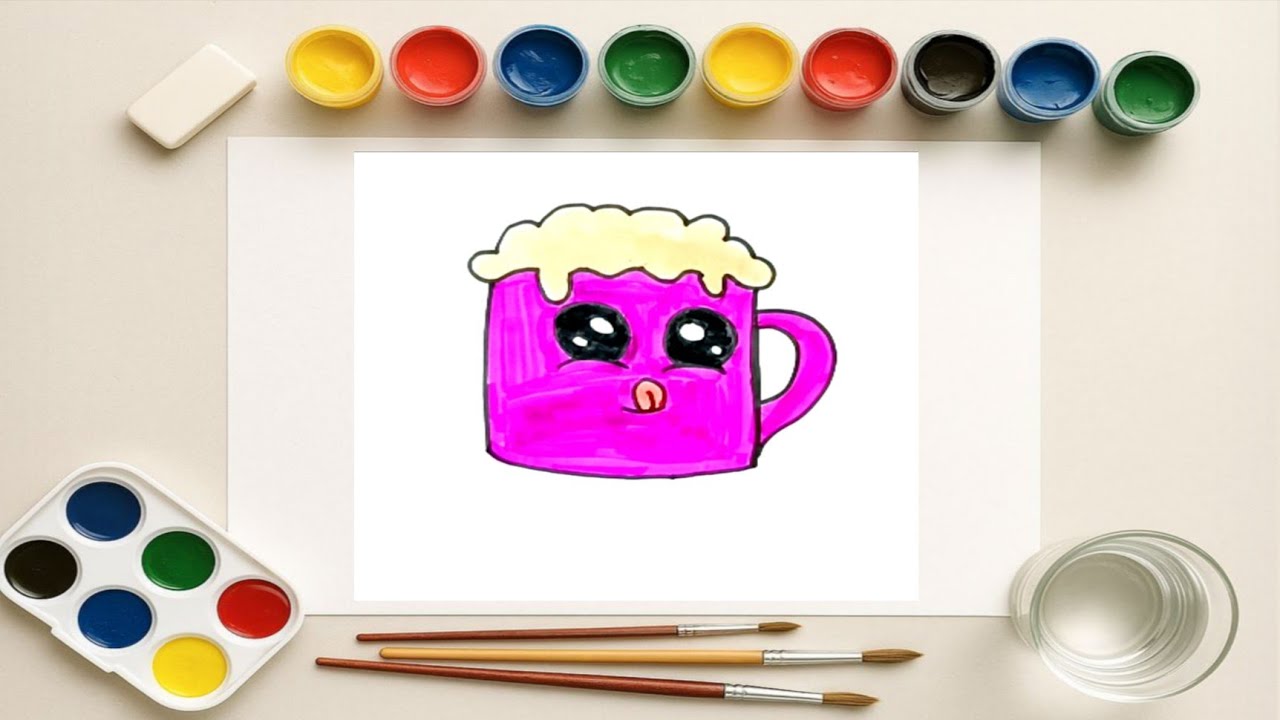 Cute Pink Mug Drawing ☕💖 #easydrawing #mug #howtodraw #art 