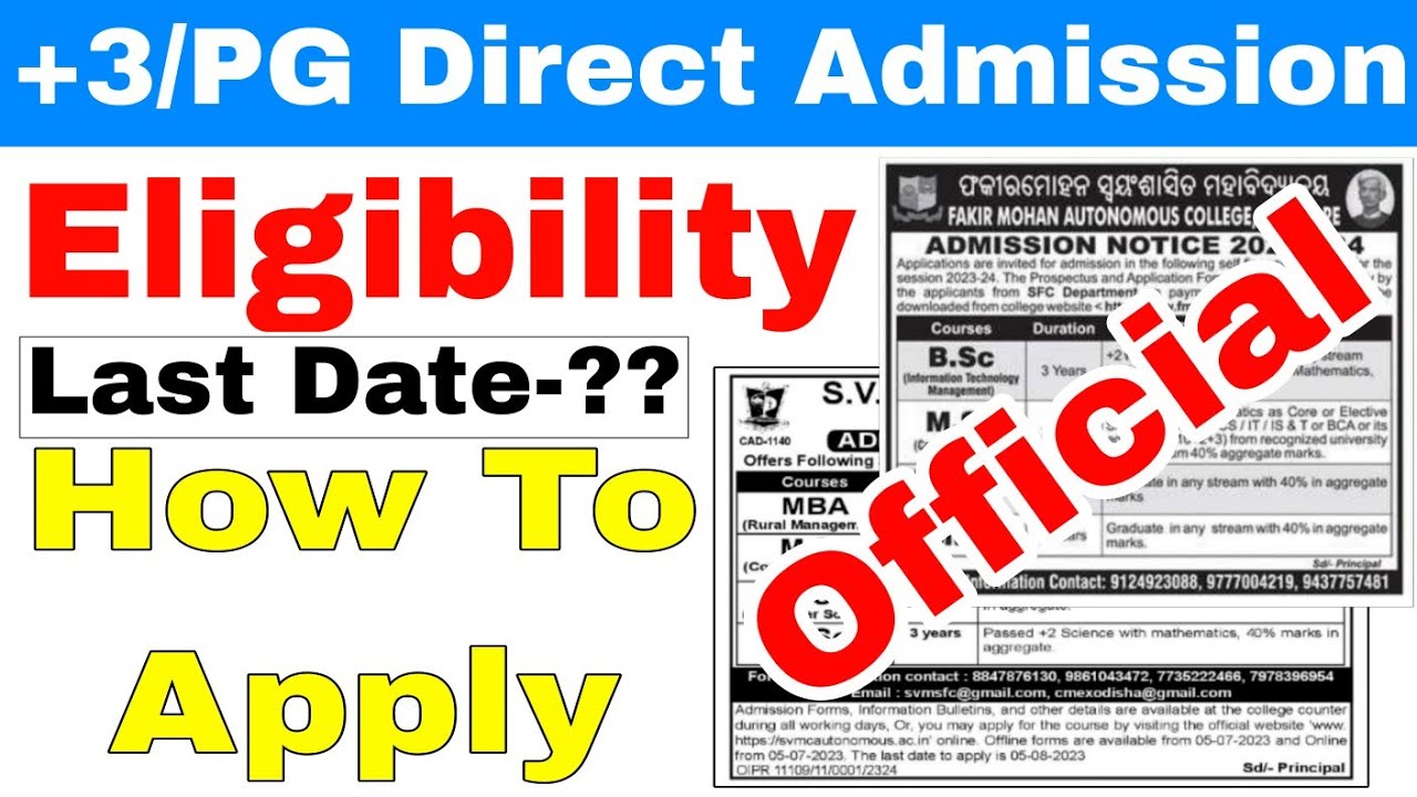 Odisha PG Direct Admission Notification 2023//How to Apply For PG Direct Admission 2023//Eligibility