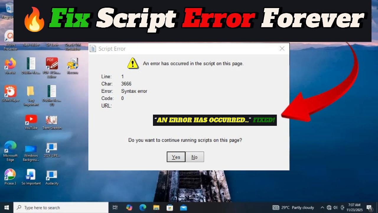How to PERMANENTLY Fix Script Error in Windows 11/10/8/7 | "An Error Has Occurred" message