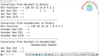 Binary, Decimal, Octal, Hexadecimal Conversion in English